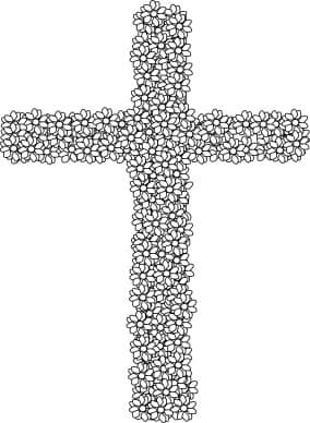 Black and White Simple Flower Cross
