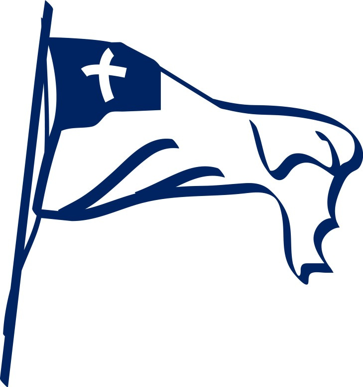Blue and White Christian Flag with Cross