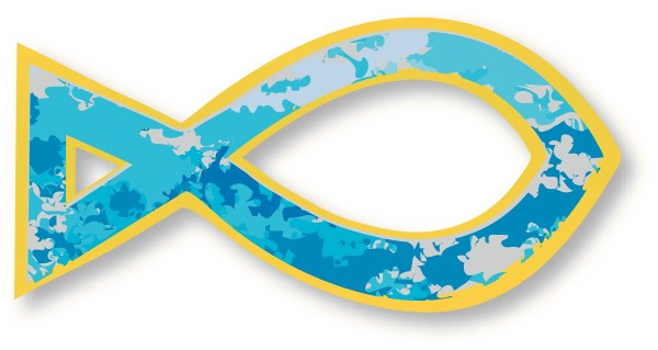 Blue and Gold Fish Symbol