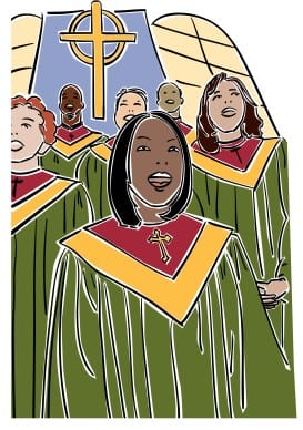 Choir Singers in Green Robes