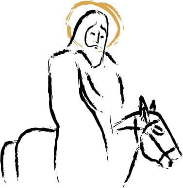 Jesus riding Donkey Painted Strokes