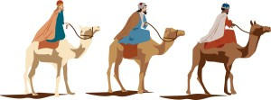 Three Magi on Camels