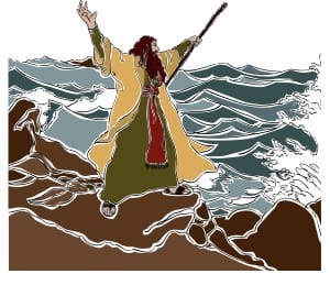 Moses Stands on the Red Sea Shore