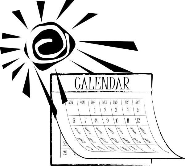 Black and White SUmmer Sun Calendar