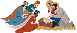 Nativity Scene with Three Magi