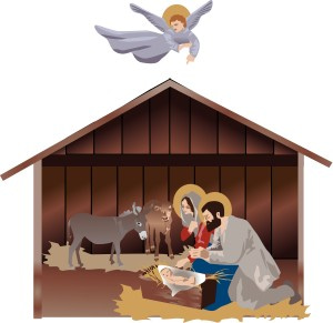 Nativity Scene with Guiding Angel