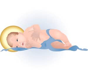 Baby Jesus Laying in Blue Blanket
