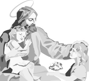 Jesus sitting with Kids
