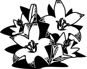 Woodcut Style Easter Lilies