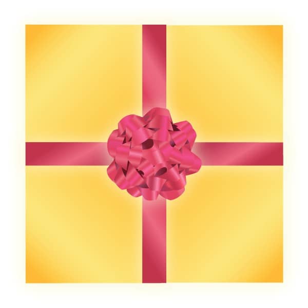 Yellow and Red Wrapped Gift