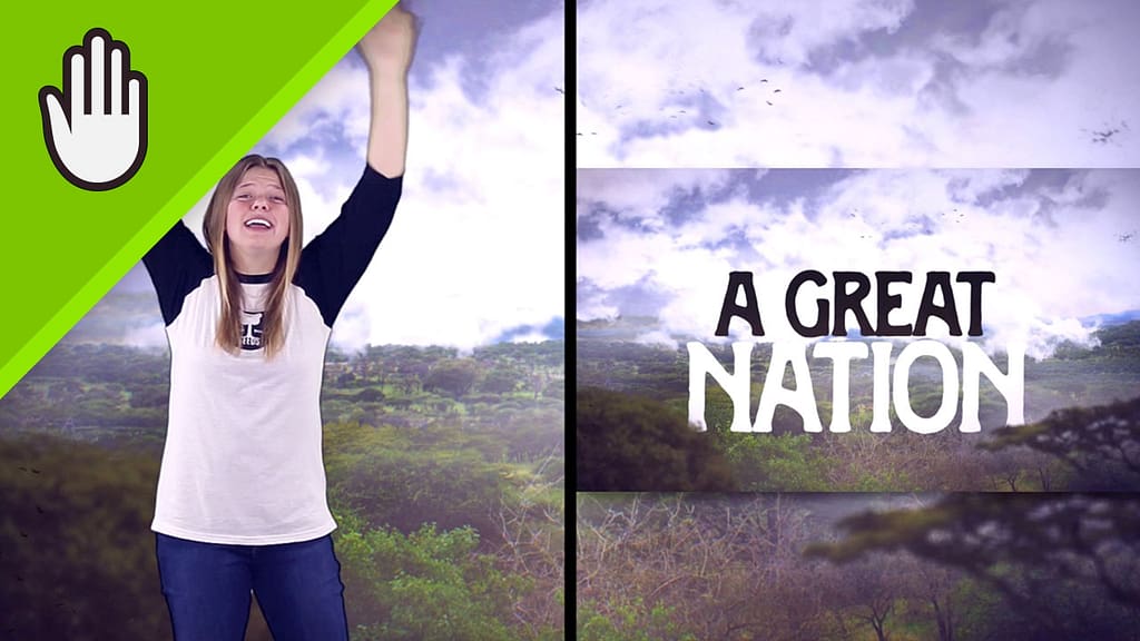 A Great Nation Kids Worship Video for Kids Hand Motions Split Screen
