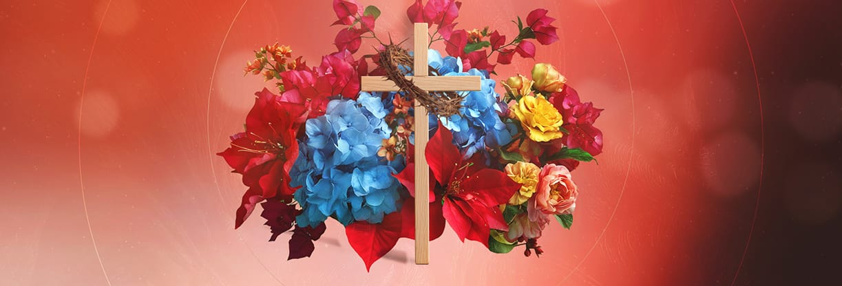 Easter At Your Church - Floral Wooden Cross: Web Banner