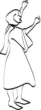 Calligraphic Line Woman with Uplifted Arms