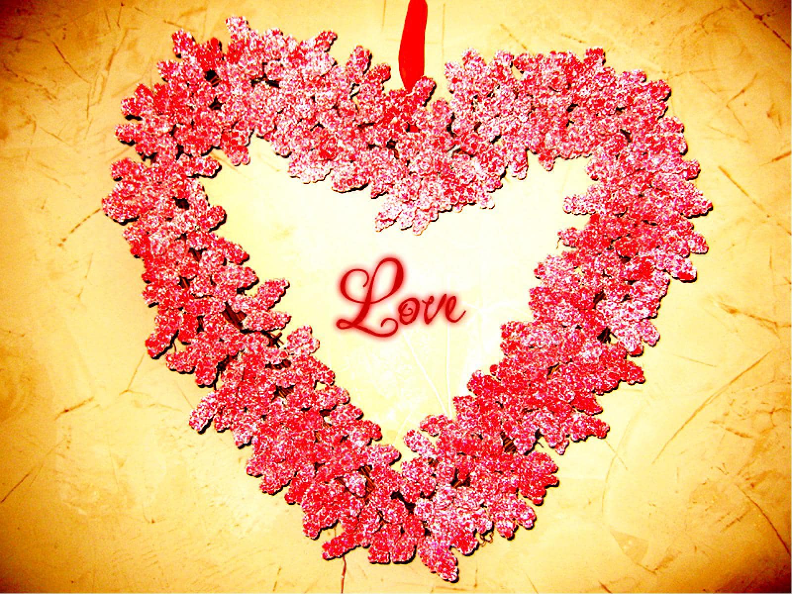 Love with Red Heart Flowers