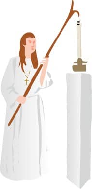 Catholic Church Member Lighting a Candle