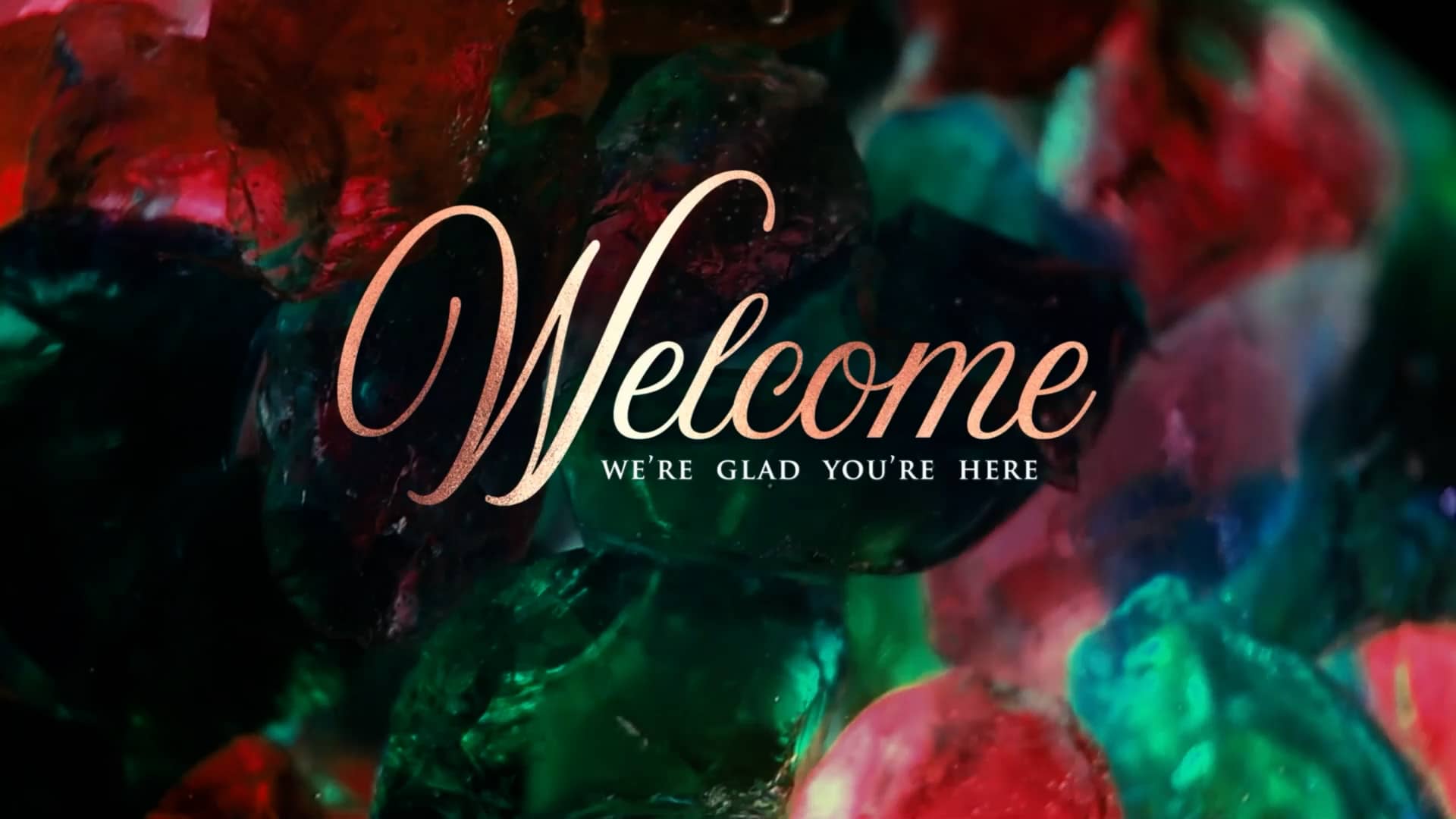 Welcome Glad You're Here Christmas Glass Motion Graphic