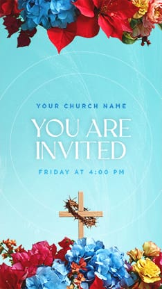 Easter At Your Church - Floral Wooden Cross Service Times 1: Social Story