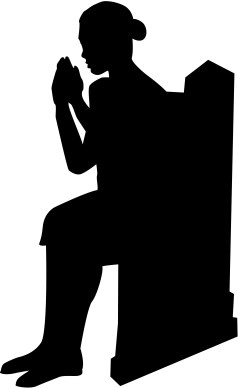 Praying Woman Seated in Church Pew