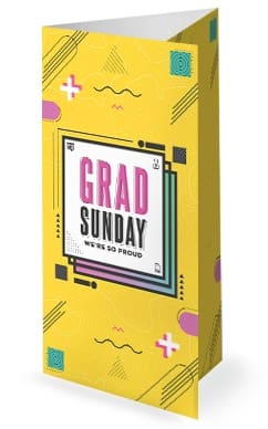 Grad Sunday Yellow Church Trifold Bulletin