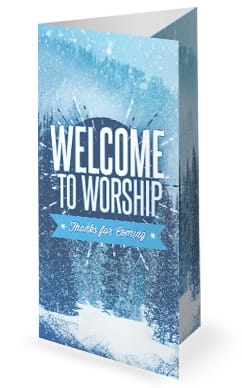 Winter Retreat Snowy Church Trifold Bulletin