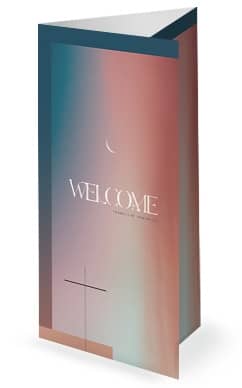 Jesus' Ascension Pink Blue Church Trifold Bulletin