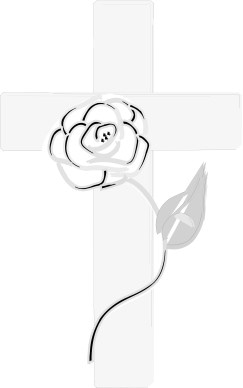 Subtle Gray Cross and Rose