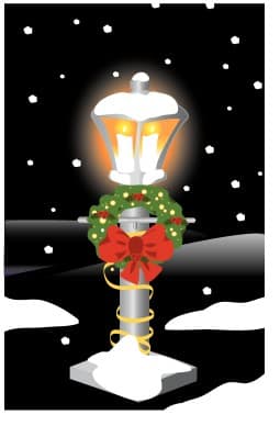Glowing Lamppost with Wreath