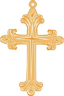 Gold Curling Necklace Cross