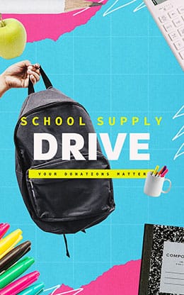 School Supply Drive: Bifold Bulletin Cover