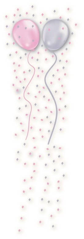 Two Pastel Birthday Balloons in Confetti