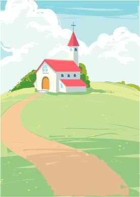 Quaint Country Church on a Hilltop