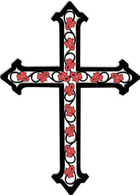 Crosss with Vines and Red Flowers
