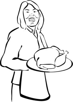 Woman Serving Turkey Clipart