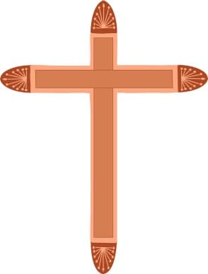 Cross with Fan Decorations