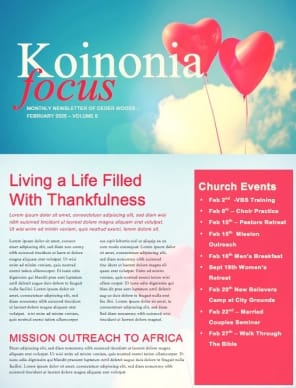 Celebrating Love Valentine's Day Church Newsletter