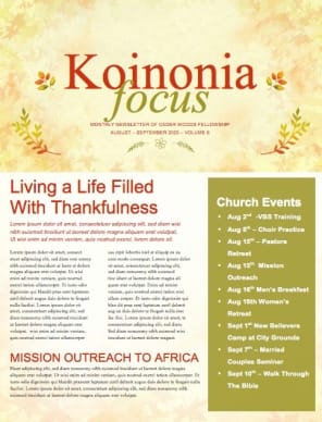 Fall Festival Family Fun Religious Newsletter