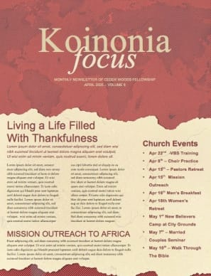 Short Term Mission Trip Religious Newsletter