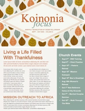A Song of Thanksgiving Christian Newsletter