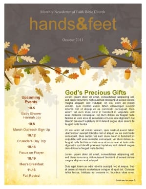 Fall Leaves Easy Church Newsletter Template