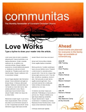 Decorative Orange Church Newsletter