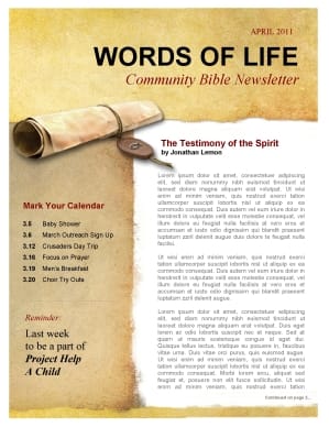 Testimony Church Newsletter