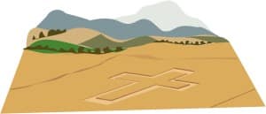 Christian Cross in Field of Crops