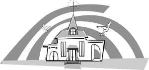 Greyscale Church and Doves