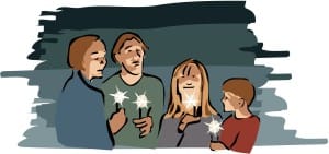 Family in Candlelight Vigil