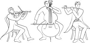 Trio Of Classical Musicians Line Art