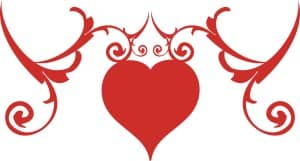 Valentines Day Red Heart Scrollwork