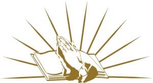 Gold Praying Hands And The Bible