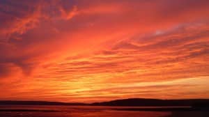Burning Sunset Religious Stock Photo