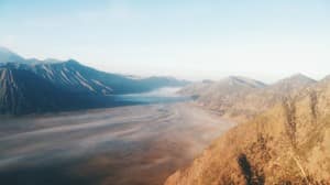 Fog Rolling Through the Hills Religious Stock Photo