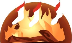 Crackling Fire with Hanging Stockings